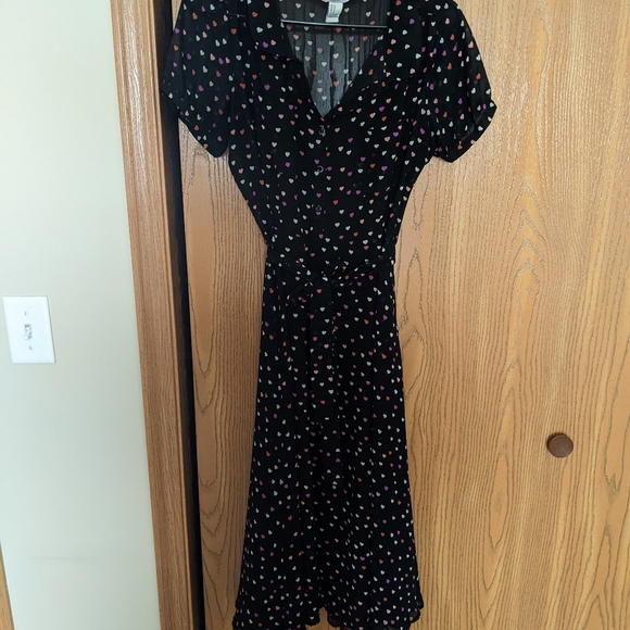 Midi Button Front Heart Print Dress - Picture 3 of 8